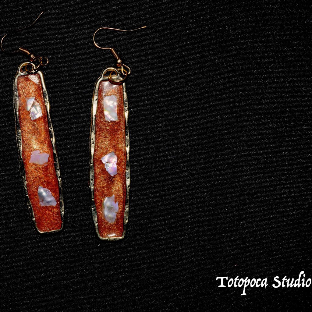 Resin and Abalone Earrings with Seashell Accents