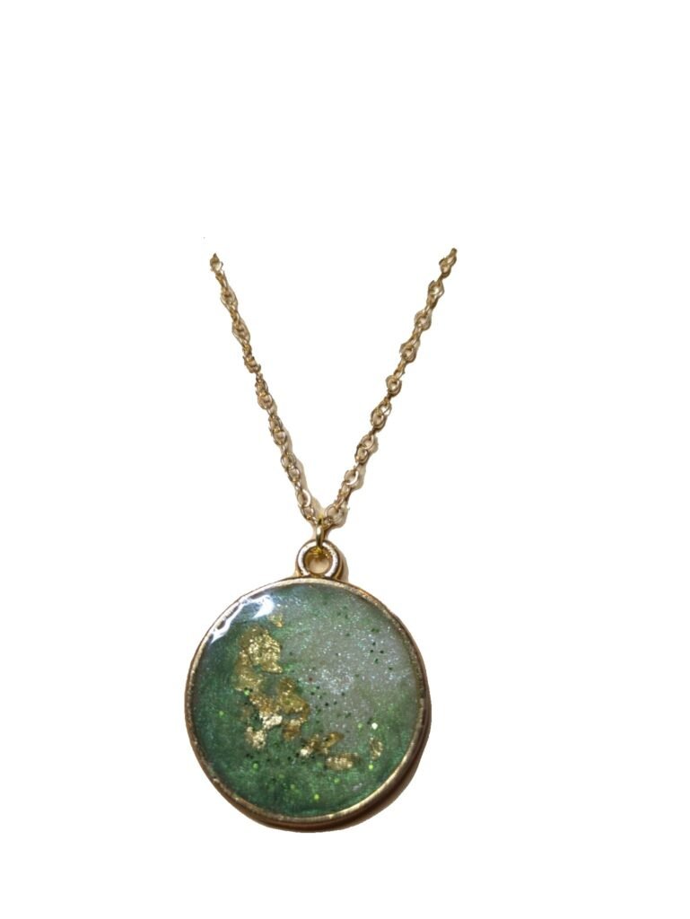 Golden abstract resin necklace